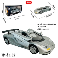 Mô Hình xe mclaren f1 xám tỉ lệ 1:32 Hợp kim có thể mở cửa - bánh sau chạy cót - Dài 12cm - rộng 5cm - cao 3cm - nặng : 300gram - FULL BOX : box màu SKU : oto445 -( VAT 003-97 )- K70-T4-S2