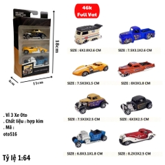 Mô Hình 1 Vỉ 3 Xe Oto Cổ , tỉ lệ 1:64 - Cao 18cm - rộng 4cm - ngang : 11cm - nặng : 400gram - box màu SKU : oto516 - 8850B -( VAT 003-96 ) - K55-T2-S1