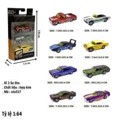 Mô Hình 1 Vỉ 3 Xe Oto Tải Cổ , tỉ lệ 1:64 - Cao 18cm - rộng 4cm - ngang : 11cm - nặng : 400gram - box màu SKU : oto517 - 8851B - ( VAT 003-96 ) - K58-T2-S1