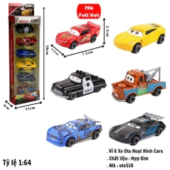 Mô Hình 1 Vỉ 6 Xe Oto Hoạt Hình Cars  , tỉ lệ 1:64 - Cao 18cm - rộng 4cm - ngang : 11cm - nặng : 500gram - box màu SKU : oto518 - 829082 K58-T2-S8