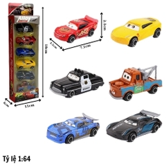 Mô Hình 1 Vỉ 6 Xe Oto Hoạt Hình Cars  , tỉ lệ 1:64 - Cao 18cm - rộng 4cm - ngang : 11cm - nặng : 500gram - box màu SKU : oto518 - 829082