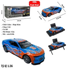 Mô Hình Oto Đua xanh họa tiết lửa . tỉ lệ 1:36 - Chạy Cót - Có Kèm Đế - Dài 12cm - rộng 5cm - cao 4cm - nặng : 400gram - FULL BOX . SKU : oto524b -( VAT : 003-01-35 )- K53-T3-S7