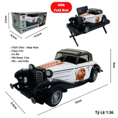Mô Hình Xe cổ màu trắng tỉ lệ 1:36 Hợp kim có thể mở cửa - bánh sau chạy cót - Dài 12.5cm - rộng 5.5cm - cao 4cm - nặng : 300gram - FULL BOX : box màu SKU : oto528a -( VAT : 003-01-35 ) - K52-T4-S1