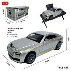 Mô Hình Xe roll royce xám tỉ lệ 1:36 Hợp kim có thể mở cửa - bánh sau chạy cót - Dài 12.5cm - rộng 5.5cm - cao 4cm - nặng : 300gram - FULL BOX : box màu SKU : oto529b ( VAT : 003-01-35 ) - K52-T3-S2