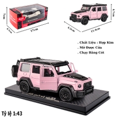 Mô Hình Xe Mẹc g63 màu hồng tỉ lệ 1:43 Hợp kim có thể mở cửa - bánh sau chạy cót - Dài 11.4cm - rộng 4.5cm - cao 4.7cm - FULL BOX : box màu SKU : oto552k - (VAT: 003-01-35) - K54-T2-S2