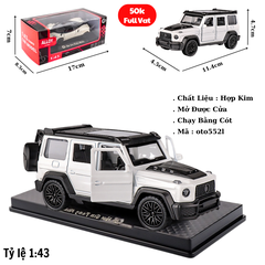 Mô Hình Xe Mẹc g63 màu trắng tỉ lệ 1:43 Hợp kim có thể mở cửa - bánh sau chạy cót - Dài 11.4cm - rộng 4.5cm - cao 4.7cm - FULL BOX : box màu SKU : oto552l - (VAT: 003-01-35) - K54-T2-S5