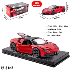 Mô Hình Xe Ferrari SF90 màu đỏ tỉ lệ 1:43 Hợp kim có thể mở cửa - bánh sau chạy cót - Dài 10.5cm- rộng 4.5cm - cao 2.6cm - FULL BOX : box màu SKU : oto552w - (VAT: 003-01-35) - K54-T3-S4