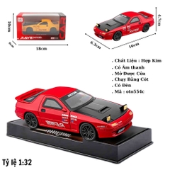 Mô Hình Xe Mazda RX-7 Màu Đỏ , tỉ lệ 1:32 Hợp kim có thể mở cửa - bánh sau chạy cót - Dài 16cm - rộng 6.3cm - cao 4.7cm - FULL BOX : box màu SKU : oto554c  - ( VAT 003-01-130 )- K51-T3-S3