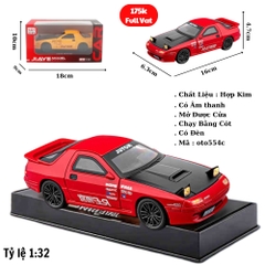 Mô Hình Xe Mazda RX-7 Màu Đỏ , tỉ lệ 1:32 Hợp kim có thể mở cửa - bánh sau chạy cót - Dài 16cm - rộng 6.3cm - cao 4.7cm - FULL BOX : box màu SKU : oto554c  - ( VAT 003-01-130 )- K51-T3-S3