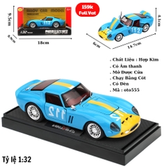 Mô Hình Xe Ferrari 250 GTO , tỉ lệ 1:32 Hợp kim có thể mở cửa - bánh sau chạy cót - Dài 14.7cm - rộng 6cm - cao 4.1cm - FULL BOX : box màu SKU : oto555  - ( VAT : 003-95 )- K54-T1-S9