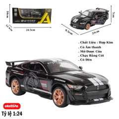 Mô Hình Xe Ford Mustang Shelby GT500 Màu Đen , tỉ lệ 1:24 Hợp kim có đèn - bánh sau chạy cót - Dài 21cm - rộng 9.5cm - cao 7cm - FULL BOX : box màu SKU : oto557a ( VAT : 003-01-200 ) - K71-T5-S5