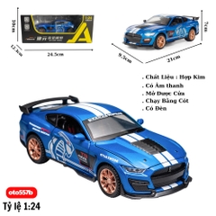 Mô Hình Xe Ford Mustang Shelby GT500 Màu Xanh Trời , tỉ lệ 1:24 Hợp kim có đèn - bánh sau chạy cót - Dài 21cm - rộng 9.5cm - cao 7cm - FULL BOX : box màu SKU : oto557b - ( VAT : 003-01-200 ) - K71-T5-S6
