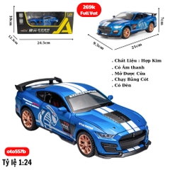 Mô Hình Xe Ford Mustang Shelby GT500 Màu Xanh Trời , tỉ lệ 1:24 Hợp kim có đèn - bánh sau chạy cót - Dài 21cm - rộng 9.5cm - cao 7cm - FULL BOX : box màu SKU : oto557b - ( VAT : 003-01-200 ) - K71-T5-S6