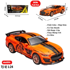 Mô Hình Xe Ford Mustang Shelby GT500 Màu Cam , tỉ lệ 1:24 Hợp kim có đèn - bánh sau chạy cót - Dài 21cm - rộng 9.5cm - cao 7cm - FULL BOX : box màu SKU : oto557c - ( VAT : 003-01-200 ) - K71-T5-S4