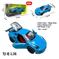 Mô Hình xe Porsche 911 màu xanh trời - tỉ lệ 1:36 Hợp kim có thể mở cửa - bánh sau chạy cót - Dài 12cm - rộng 5cm - cao 3.5cm - nặng : 200gram - FULL BOX : box màu - Sku : oto67 - K67-T2-S2