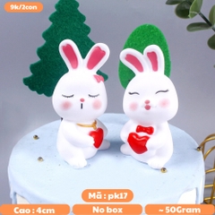 Mô Hình 2 Thỏ trắng - Cao 8cm - ngang 4cm - nặng 50gram - No box : bọc túi OPP N3-ST5