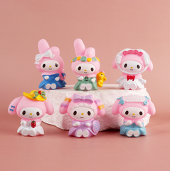 ( Giá 1 con - Bộ 6 con - Đặt Số Lượng 6 )  - Mô Hình bộ 6 nhân vật kuromi - hàng nhựa rỗng - Cao 5-7cm - nặng 300gram - Figure kuromi - No Box - ( VAT : 23747-5 - K24-T3-S5