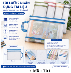 Túi lưới trong suốt đựng tài liệu khổ A4 - SKU : T01 - (VAT:  111-05-6) - K27-T1-S12