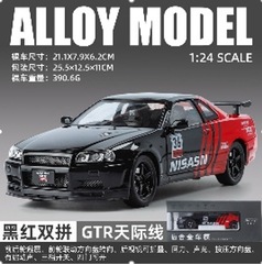 Mô Hình Xe Nissan GT-R R34 phiên bản racing full open 1:24 Hợp kim có thể mở cửa - bánh sau chạy cót - Dài 21.1cm - rộng 7.9cm - cao 6.2cm - FULL BOX : box màu SKU : oto553 - ( Vat : 003-01-180 ) - K74-T5-S1