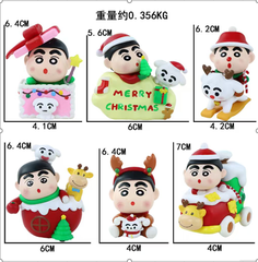 ( Giá 1 con - Bộ 6 con - Đặt Số Lượng 6 ) - Mô hình Bộ 6 các nhân vật Shin Bút Chì Giáng Sinh - Cao 5-7cm - nặng 356gram - Figure Shin - Box Màu -(VAT : G873-84)- K31-T3-S12