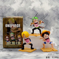 Mô Hình OnePiece Bộ 3 Luffy - Zoro - Sanji - Cao 12cm - nặng 300gram - Bọc túi OPP - Hộp Màu - N3-K42-T1-S3