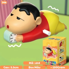 mô hình shin bút chì nằm bò chạy cót áo đỏ - cao : 5.5cm dài 10cm - figure shin - hộp màu -K76-T4-S12