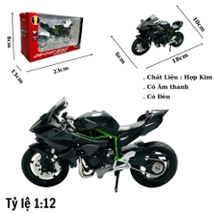 Mô Hình Xe kawasaki H2R đen 1:12 Hợp kim - Có tiếng - đèn pha sáng - Dài 18cm - rộng 6cm - cao 10cm - nặng ~ 700gram - FULL BOX : box màu SKU : oto157