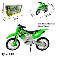 Mô Hình xe máy địa hình xanh lá cây 1:10 Hợp kim - Có tiếng - Dài 20.5cm - rộng 8cm - cao 10.5cm - nặng ~ 500gram - FULL BOX : box màu SKU : oto455 -( VAT : 003-95 )- K65-T5-S5