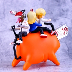Hàng cao cấp - Mô Hình Chainsaw Man 3 nhân vật chính cưỡi Pochita - cao 15cm nặng 350g - Figure Chainsaw Man - Có Vỏ Hộp - N3-K37-T2-S3