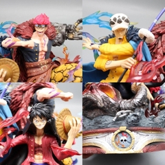Mô Hình OnePieceBộ ba siêu tân tinh Luffy , LAW , Kid đại chiến pháo đài kaido - Cao 20cm - nặng 1kg , Figure OnePiece - box bìa - N1-K38-T3-S11