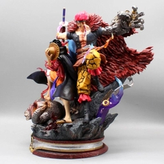 Mô Hình OnePieceBộ ba siêu tân tinh Luffy , LAW , Kid đại chiến pháo đài kaido - Cao 20cm - nặng 1kg , Figure OnePiece - box bìa - N1-K38-T3-S11