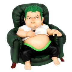Mô Hình OnePiece zoro béo ngồi ghế - Cao 14.5cm - nặng 650gram + có Box + phụ kiện có bình rượu cầm tay - Figure OnePiece - Có Hộp - K18-T3-S1