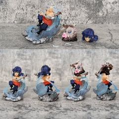 Mô Hình Kimetsu No Yaiba Inosuke chibi chiến đấu - Cao 10cm - nặng 130gram - Phụ kiện : 2 đầu thay thế + 2 kiếm - Figure Thanh gươm diệt quỷ - Có Vỏ Hộp màu