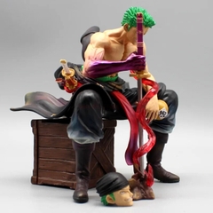 Mô Hình OnePiece Zoro cầm kiếm enma ngồi - Cao 14,5cm - rộng 13cm - nặng 520gram - Phụ kiện : 2 đầu + 1 kiếm + thùng gỗ ngồi , Figure OnePiece -  có hộp màu N2