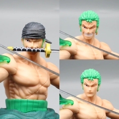 Mô Hình OnePieceZoro Tam kiếm - Cao 32cm - Rộng 21cm - nặng 1kg8 - Phụ Kiện : 3 kiếm + 3 đầu , Figure OnePiece -  có hộp màu - N1-K49-T5-S2