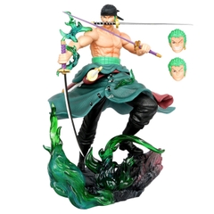 Mô Hình OnePieceZoro Tam kiếm - Cao 32cm - Rộng 21cm - nặng 1kg8 - Phụ Kiện : 3 kiếm + 3 đầu , Figure OnePiece -  có hộp màu - (VAT 002-01-250)  -K12-T4-S5