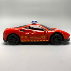 Mô Hình xe Ferrari police 488 GTB Đỏ tỉ lệ 1:43 Hợp kim có thể mở cửa - bánh sau chạy cót - Dài 10cm - cao 3cm - nặng 200gram - Figure Oto - FULL BOX : box màu số 16