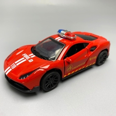 Mô Hình xe Ferrari police 488 GTB Đỏ tỉ lệ 1:43 Hợp kim có thể mở cửa - bánh sau chạy cót - Dài 10cm - cao 3cm - nặng 200gram - Figure Oto - FULL BOX : box màu số 16