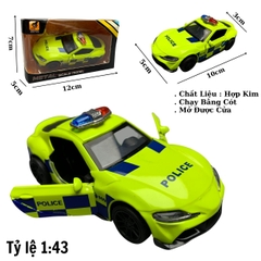 Mô Hình xe Toyota police  Supra xanh nõn chuối tỉ lệ 1:43 Hợp kim có thể mở cửa - bánh sau chạy cót - Dài 10cm - cao 3cm - nặng 200gram - Figure Oto - FULL BOX : box màu - SKU : oto4 số 21