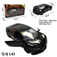 Mô Hình xe Bugatti Chiron tỉ lệ 1:43 Hợp kim có thể mở cửa - bánh sau chạy cót - Dài 10cm - cao 3cm - nặng 200gram - Figure Oto - FULL BOX : box màu - SKU : oto19 số 20