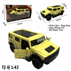 Mô Hình xe Hummer H2 Vàng tỉ lệ 1:43 Hợp kim có thể mở cửa - bánh sau chạy cót - Dài 10cm - cao 5cm - nặng 250Gram - Figure Oto - FULL BOX - box màu