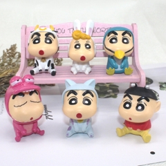 Mô Hình Bộ 6 nhân vật shin bút chì - Cao 5cm - nặng 200gram - Figure Cậu Bé Bút Chì  - No box : bọc túi OPP N3-k52-t1-s2