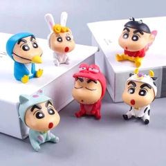 Mô Hình Bộ 6 nhân vật shin bút chì - Cao 5cm - nặng 200gram - Figure Cậu Bé Bút Chì  - No box : bọc túi OPP N3-k52-t1-s2