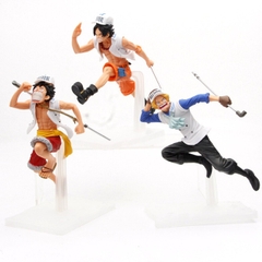 Mô Hình OnePiece Bộ 3 ae ACE , Sabo , Luffy cải trang hải quân - Cao 18cm - nặng 350gram - Phụ kiện : Ống nước cầm tay + đế - OnePiece - Có hộp màu - N1-ST22