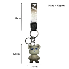 Móc khóa gấu Bearbrick màu xám - Dây móc dài : 11cm - mô hình gấu Bearbrick Cao : 5.5cm - Nặng 50gram - No Box : Bọc túi OPP n3-t3