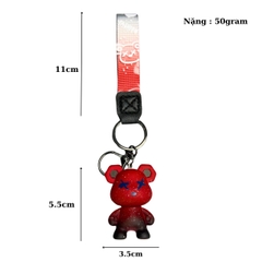 Móc khóa gấu Bearbrick màu Đỏ - Dây móc dài : 11cm - mô hình gấu Bearbrick Cao : 5.5cm - Nặng 50gram - No Box : Bọc túi OPP - N3-K13-T2-S2