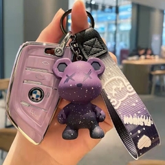Móc khóa gấu Bearbrick màu Tím - Dây móc dài : 11cm - mô hình gấu Bearbrick Cao : 5.5cm - Nặng 50gram - No Box : Bọc túi OPP n3-t3