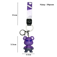 Móc khóa gấu Bearbrick màu Tím - Dây móc dài : 11cm - mô hình gấu Bearbrick Cao : 5.5cm - Nặng 50gram - No Box : Bọc túi OPP n3-t3