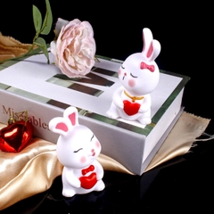 Mô Hình 2 Thỏ trắng - Cao 8cm - ngang 4cm - nặng 50gram - No box : bọc túi OPP N3-ST5