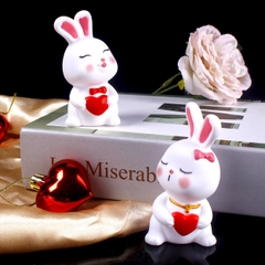 Mô Hình 2 Thỏ trắng - Cao 8cm - ngang 4cm - nặng 50gram - No box : bọc túi OPP N3-ST5